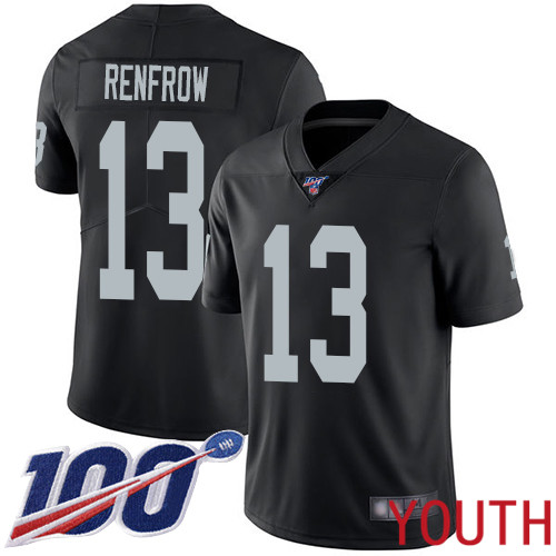 Oakland Raiders Limited Black Youth Hunter Renfrow Home Jersey NFL Football #13 100th Season Vapor Jersey->women nfl jersey->Women Jersey